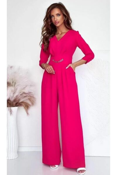 salopetă corai elegantă cu pantaloni largi